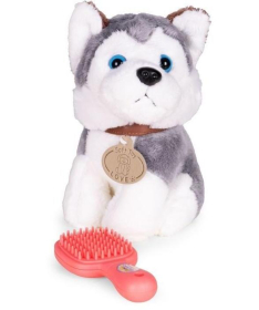 ECOTOYS plišana kuca Husky igračka za decu torba + četka za negu HC750229