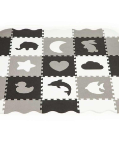 ECOTOYS puzzle eva podloga za igru sa ogradom 122x122 cm Grey&White ECOeva007