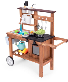 ECOTOYS spoljna drvena kuhinja sa dodacima za igru u pesku i blatu TL814004