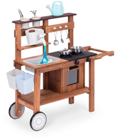 ECOTOYS spoljna drvena kuhinja sa dodacima za igru u pesku i blatu TL814004