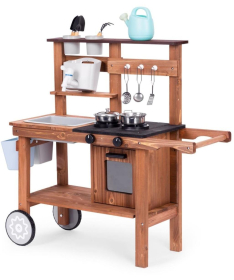 ECOTOYS spoljna drvena kuhinja sa dodacima za igru u pesku i blatu TL814004