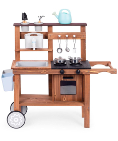 ECOTOYS spoljna drvena kuhinja sa dodacima za igru u pesku i blatu TL814004