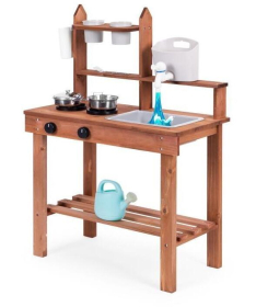 ECOTOYS spoljna drvena kuhinja sa dodacima za igru u pesku i blatu TL814005