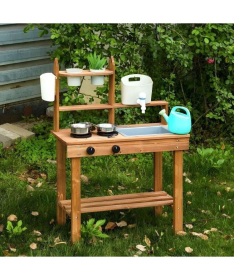 ECOTOYS spoljna drvena kuhinja sa dodacima za igru u pesku i blatu TL814005