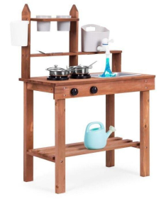 ECOTOYS spoljna drvena kuhinja sa dodacima za igru u pesku i blatu TL814005
