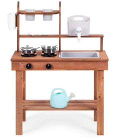 ECOTOYS spoljna drvena kuhinja sa dodacima za igru u pesku i blatu TL814005