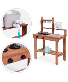 ECOTOYS spoljna drvena kuhinja sa dodacima za igru u pesku i blatu TL814005