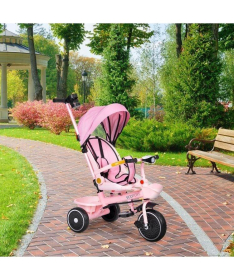 ECOTOYS tricikl sa rotirajućim sedištem i sklopivom tendom 2 u 1 Pink WQL-066-18 PINK