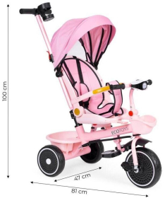 ECOTOYS tricikl sa rotirajućim sedištem i sklopivom tendom 2 u 1 Pink WQL-066-18 PINK