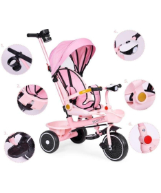 ECOTOYS tricikl sa rotirajućim sedištem i sklopivom tendom 2 u 1 Pink WQL-066-18 PINK