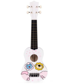 ECOTOYS ukulele drvena gitara za decu sa 4 najlonske žice i trzalicom Bela MF019G