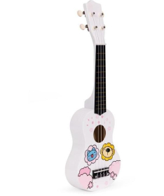 ECOTOYS ukulele drvena gitara za decu sa 4 najlonske žice i trzalicom Bela MF019G