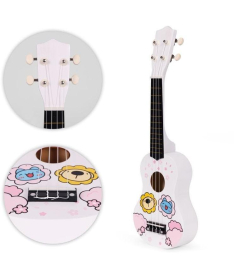 ECOTOYS ukulele drvena gitara za decu sa 4 najlonske žice i trzalicom Bela MF019G