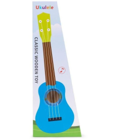 ECOTOYS ukulele drvena gitara za decu sa 4 najlonske žice i trzalicom Plava MF019H