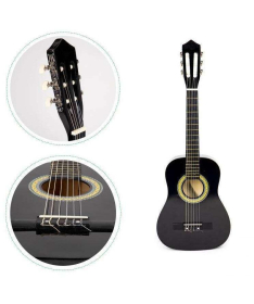 ECOTOYS velika drvena gitara za decu Black