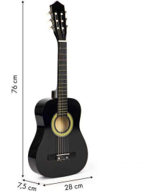 ECOTOYS velika drvena gitara za decu Black