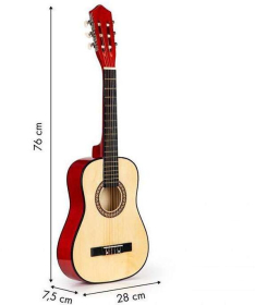 ECOTOYS velika drvena gitara za decu Red