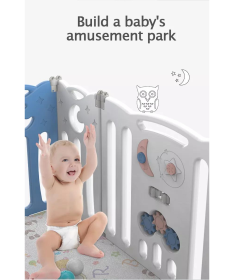 FEELKIDS sklopiva ogradica za bebe Sovica Plavo teget bela