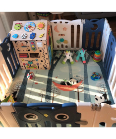 FEELKIDS sklopiva ogradica za bebe Sovica Plavo teget bela