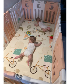 FEELKIDS sklopiva ogradica za bebe Sovica Roze kajsija bela