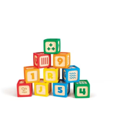 Hape drvene kocke sa silikonskom ivicom igračka za bebe 10 elemenata E0131