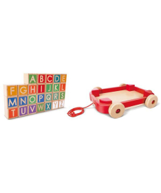 Hape sorter drvene kocke igračka Pull Along Cart with Blocks E1632