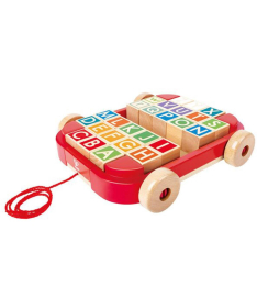 Hape sorter drvene kocke igračka Pull Along Cart with Blocks E1632