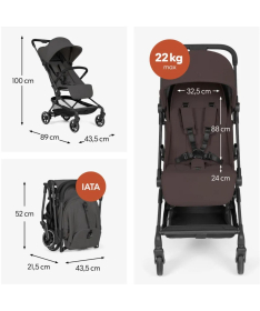 Hauck Lite N Care carbon dečija kolica do 22kg Choco