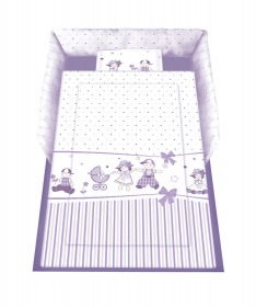 Lorelli Bertoni posteljina za krevetac za bebe happy set violet dolls 120 x 60 cm