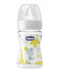 Chicco plasticna flasica za bebe žuta 150 ml silikon 0 meseci +
