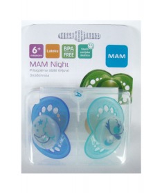 MAM laza za bebe i decu (varalica) Night kaucuk 6 meseci + 2 kom