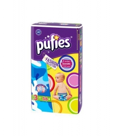 Pufies pelene za bebe i decu Fashion 3 Midi 56 kom kom