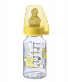 Nip staklena flasica Sleepy 125 ml sa silikonskom cuclom za mleko 0 6