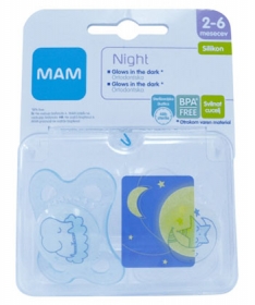 MAM laza za bebe i decu (varalica) Night silikon 2-6 meseci + 2 kom