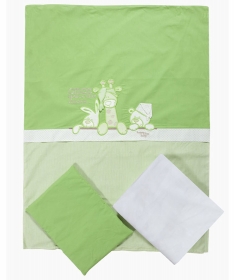 Tri Drugara posteljina za krevetac za bebe zelena