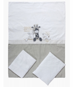 Tri Drugara posteljina za krevetac za bebe belo siva
