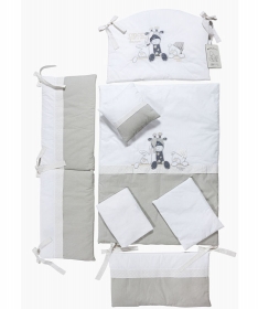 Tri Drugara komplet posteljina za krevetac za bebe belo siva