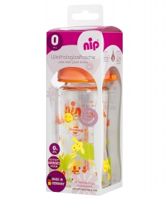 Nip staklena flasica sa sirokom otvorom 0m+ 240 ml narandzasta