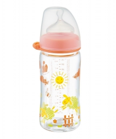 Nip staklena flasica sa sirokom otvorom 0m+ 240 ml narandzasta