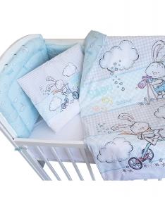 Textil komplet posteljine za krevetac za bebe Zeka plavi