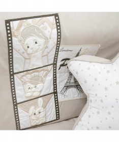 Tri drugara u Parizu komplet posteljine za krevetac 120x60 cm - Bež