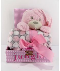 Jungle ćebe za bebe sa igračkom MEDA - roze