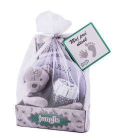 Jungle moj prvi otisak + ćebe sa igačkom Meda - siva