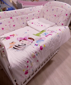 Textil komplet posteljina za krevetac za bebe Devojčica sa mašnom