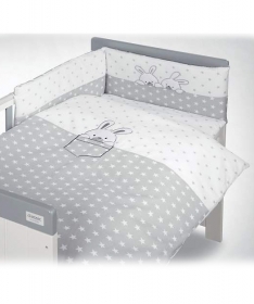 Klups posteljina za bebe set 5 delova - Little Bunnies Grey