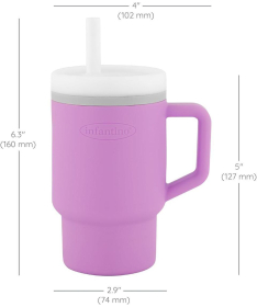 Infantino silikonska čaša sa slamčicom 266ml, 6m+ Lila - 22115392