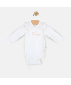 Just Kiddin Baby bodić za devojčice na preklop veličina 62 Hugs Love Fun Bež - 18001690