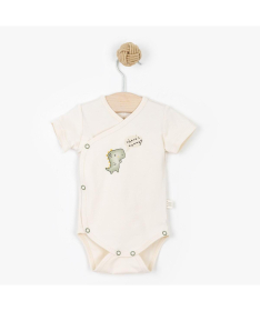 Just Kiddin Baby Dino Park bodić kratki rukav za dečake na preklop Veličina 56 Beige