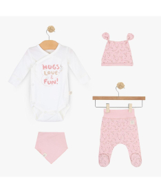 Just Kiddin Baby Hugs Love Fun set odeće za devojčice 4 u 1 veličina 62 Roze - 18001783