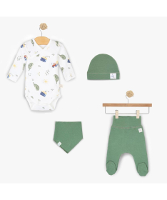 Just Kiddin Baby organic set odeće za dečake 4 u 1 veličina 62 My Tiny Farm Zelena - 17001818